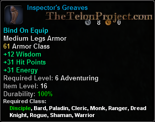 In-game tooltip for Inspector's Greaves