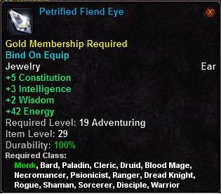 In-game tooltip for Item Petrified Fiend Eye