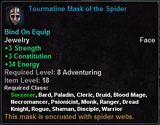 In-game tooltip for Item Tourmaline Mask of the Spider