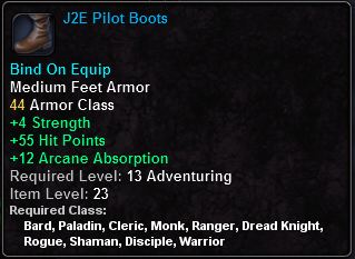 In-game tooltip for J2E Pilot Boots