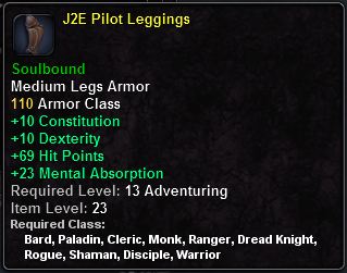 In-game tooltip for J2E Pilot Leggings