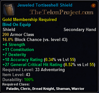 In-game tooltip for Jeweled Tortiseshell Shield