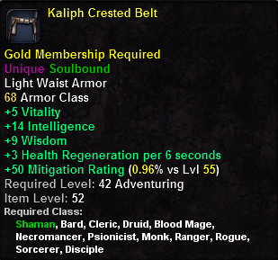 In-game tooltip for Kaliph Crested Belt