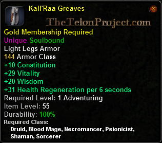 In-game tooltip for Kall Raa Greaves