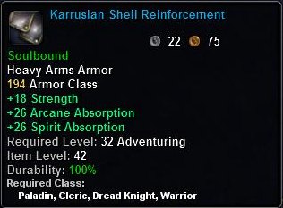 In-game tooltip for Karrusian Shell Reinforcement