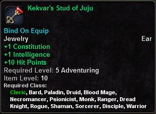 In-game tooltip for Kekvar's Stud of Juju