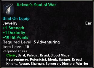 In-game tooltip for Kekvar's Stud of War