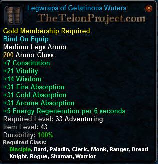In-game tooltip for Legwraps of Gelatinous Waters