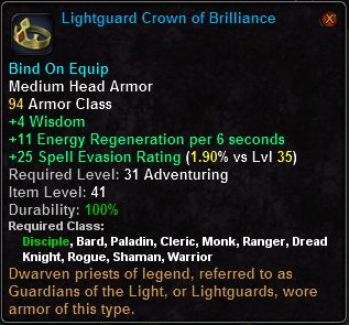 In-game tooltip for Lightguard Crown Of Brilliance
