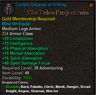 In-game tooltip for Lorlp's Greaves of Drifting