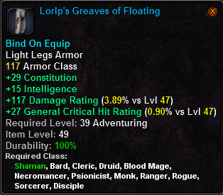 In-game tooltip for Lorlp's Greaves of Floating