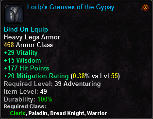 In-game tooltip for Lorlp's Greaves of the Gypsy