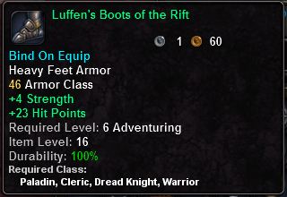 In-game tooltip for Luffen's Boots Of The Rift