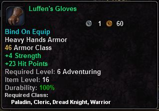 In-game tooltip for Luffen's Gloves