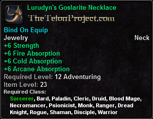 In-game tooltip for Lurudyn's Goslarite Necklace