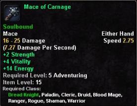 In-game tooltip for Mace of Carnage