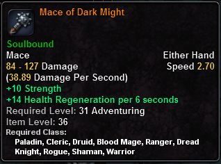 In-game tooltip for Mace of Dark Might