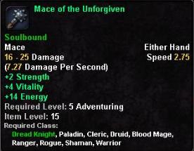 In-game tooltip for Mace of the Unforgiven