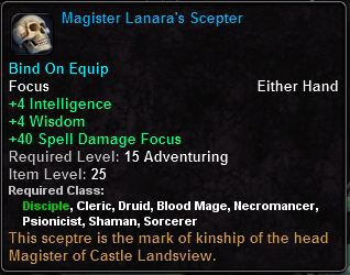 In-game tooltip for Magister Lanara's Scepter