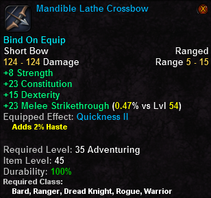 In-game tooltip for Mandible Lathe Crossbow