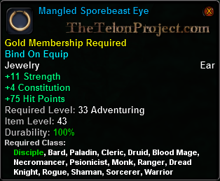 In-game tooltip for Mangled Sporebeast Eye