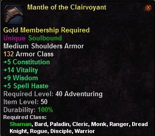 In-game tooltip for Mantle of the Clairvoyant