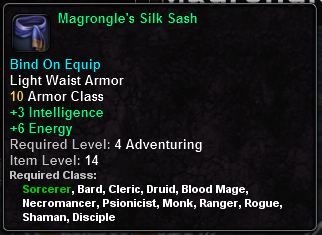 In-game tooltip for Marongle's Silk Sash