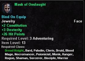 In-game tooltip for Mask of Onslaught