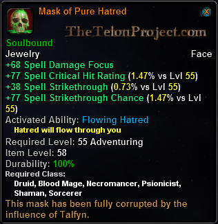 In-game tooltip for Mask of Pure Hatred