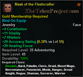 In-game tooltip for Mask of the Fleshcrafter