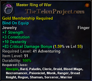 In-game tooltip for Master Ring of War