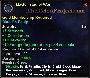 In-game tooltip for Master Stud of War