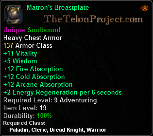 In-game tooltip for Matron s Breastplate