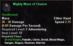 In-game tooltip for Mighty Mace of Chance