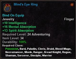 In-game tooltip for Mind's Eye Ring