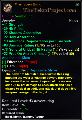 In-game tooltip for Misshapen Band