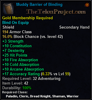 In-game tooltip for Muddy Barrier of Binding