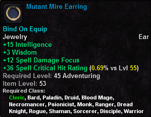 In-game tooltip for Mutant Mire Earring
