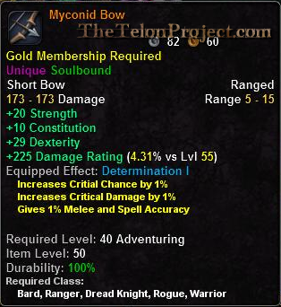In-game tooltip for Myconid Bow
