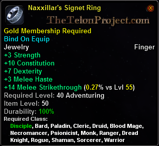 In-game tooltip for Naxxillar's Signet Ring