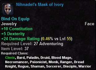 In-game tooltip for Nihnadel's Mask of Ivory