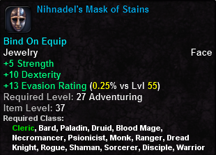 In-game tooltip for Nihnadel's Mask of Stains