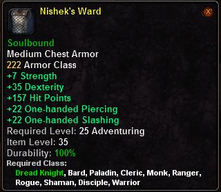 In-game tooltip for Nishek's Ward