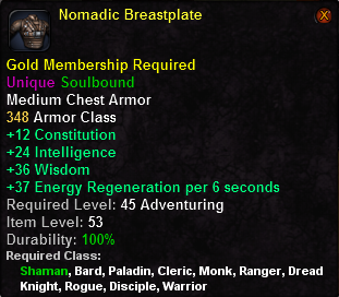In-game tooltip for Nomadic Breastplate