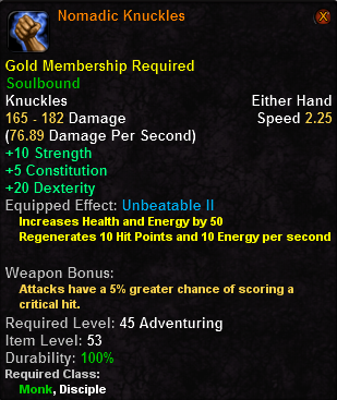 In-game tooltip for Nomadic Knuckles