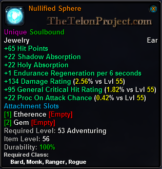 In-game tooltip for Nullified Sphere