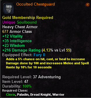 In-game tooltip for Occulted Chestguard