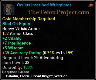 In-game tooltip for Oculus Inscribed Wristplates