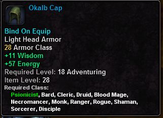 In-game tooltip for Okalb Cap