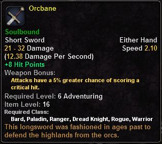 In-game tooltip for Orcbane